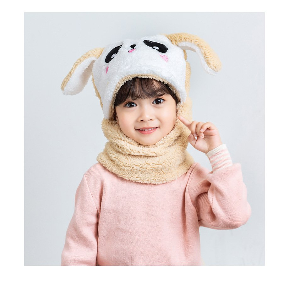 Mũ Len Trùm Đầu Che Kín Cổ Hình Tai Gấu và Thỏ Đáng Yêu Cho Bé