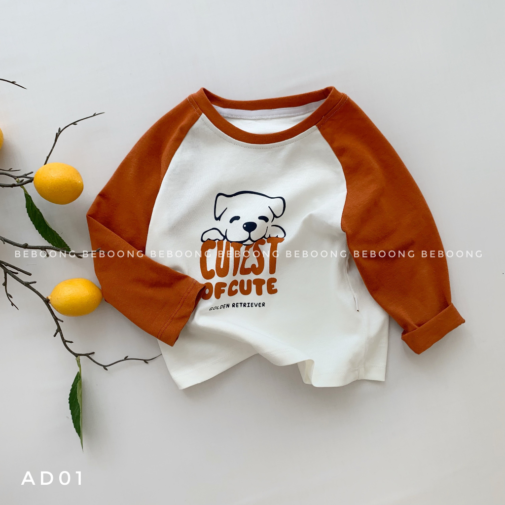 [CHÍNH HÃNG] Áo cotton dài tay raglan in hoạt hình cho bé ATD01 Beboong