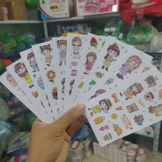 Sticker , nhãn dán lovely happy day nhiều hình hoạt hình dễ thương