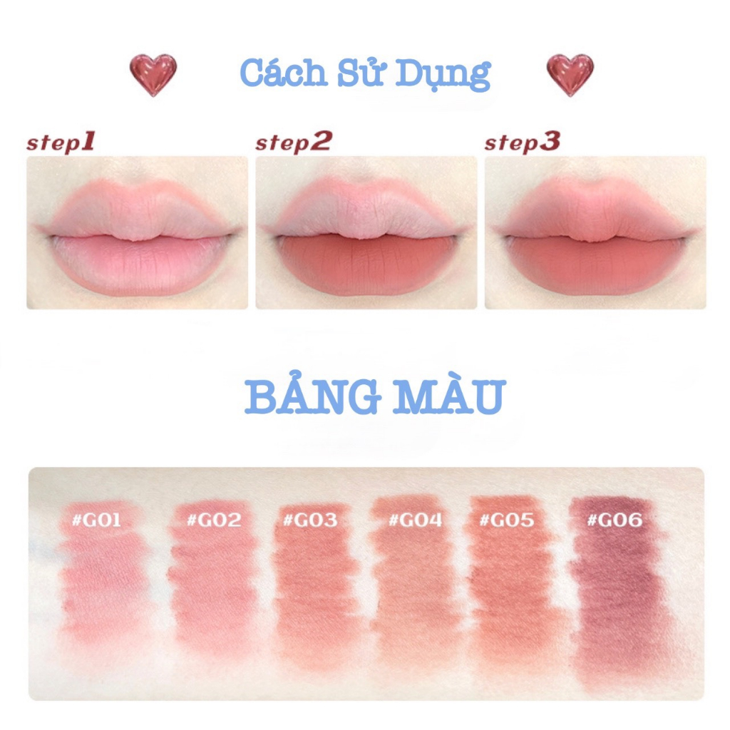 Chì kẻ môi GOGO TALES viền môi 3D hack môi Velvet Fog Lipliner GT531 GOGO152