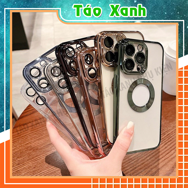 Ốp Lưng Iphone Viền Xi Vuông Hở Táo Mạ Màu 6D Kính Bảo Vệ Camera ip 7plus 8plus xs 11 12 13 14 pro max promax