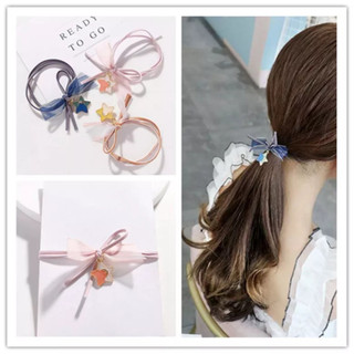 Buộc tóc cột tóc ngôi sao dễ thương, dây cột tóc cao su đàn hồi kèm nơ voan xinh xắm cho nữ và cho bé