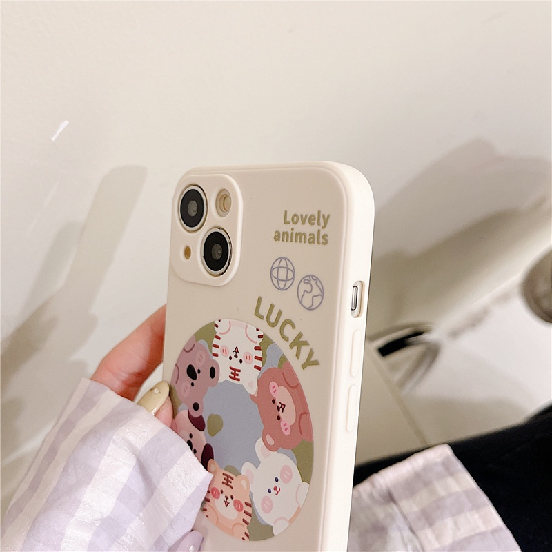 Ốp lưng iphone dẻo lovely animal cạnh vuông iphone 6 7 8 x xmax 11 12 13 14 pro max e2283