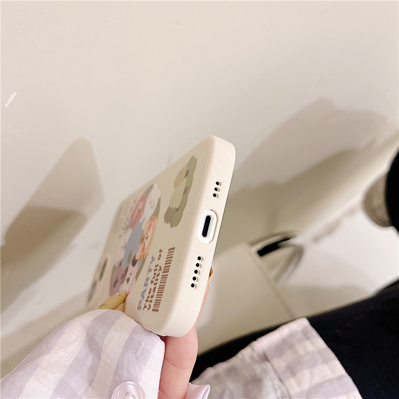 Ốp lưng iphone dẻo lovely animal cạnh vuông iphone 6 7 8 x xmax 11 12 13 14 pro max e2283