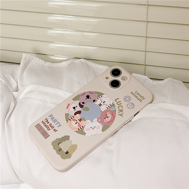 Ốp lưng iphone dẻo lovely animal cạnh vuông iphone 6 7 8 x xmax 11 12 13 14 pro max e2283
