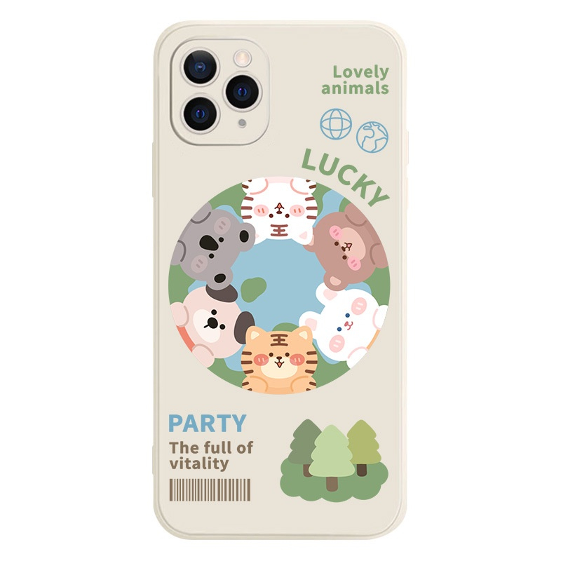 Ốp lưng iphone dẻo lovely animal cạnh vuông iphone 6 7 8 x xmax 11 12 13 14 pro max e2283