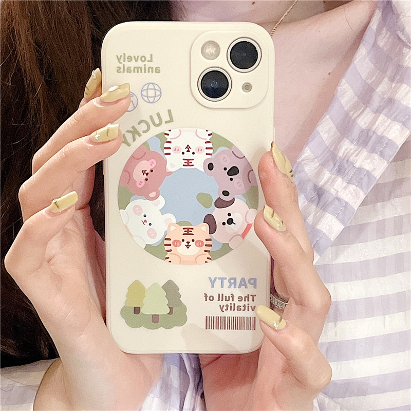 Ốp lưng iphone dẻo lovely animal cạnh vuông iphone 6 7 8 x xmax 11 12 13 14 pro max e2283