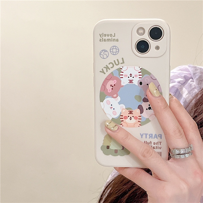 Ốp lưng iphone dẻo lovely animal cạnh vuông iphone 6 7 8 x xmax 11 12 13 14 pro max e2283