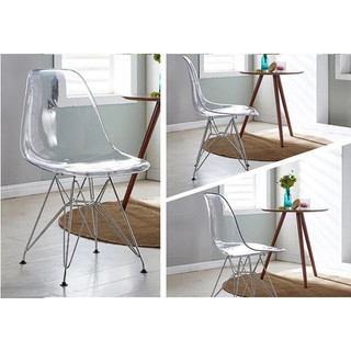 Ghế Eames trong suốt chân mạ