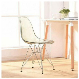 Ghế Eames trong suốt chân mạ