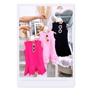 Xả kho - Váy suông cotton chân tầng 3 màu xinh xắn cho bé gái
