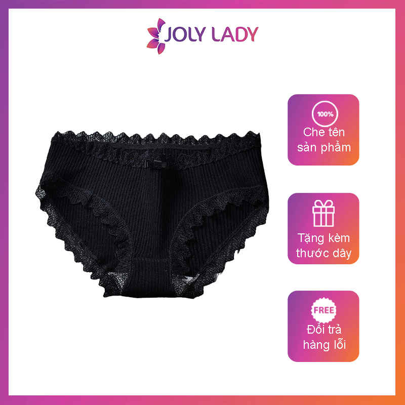 Quần lót nữ cotton kẻ sọc viền ren thoáng khí quyến rũ JOLY LADY - Q025
