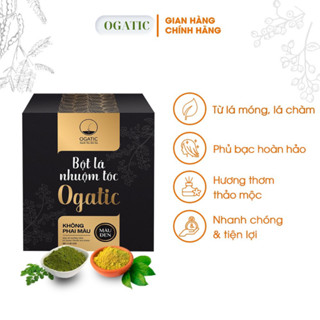 Bột lá nhuộm tóc OGATIC 100G Nhuộm tóc phủ bạc từ lá móng lá chàm Hương thảo mộc  Hàng chính hãng