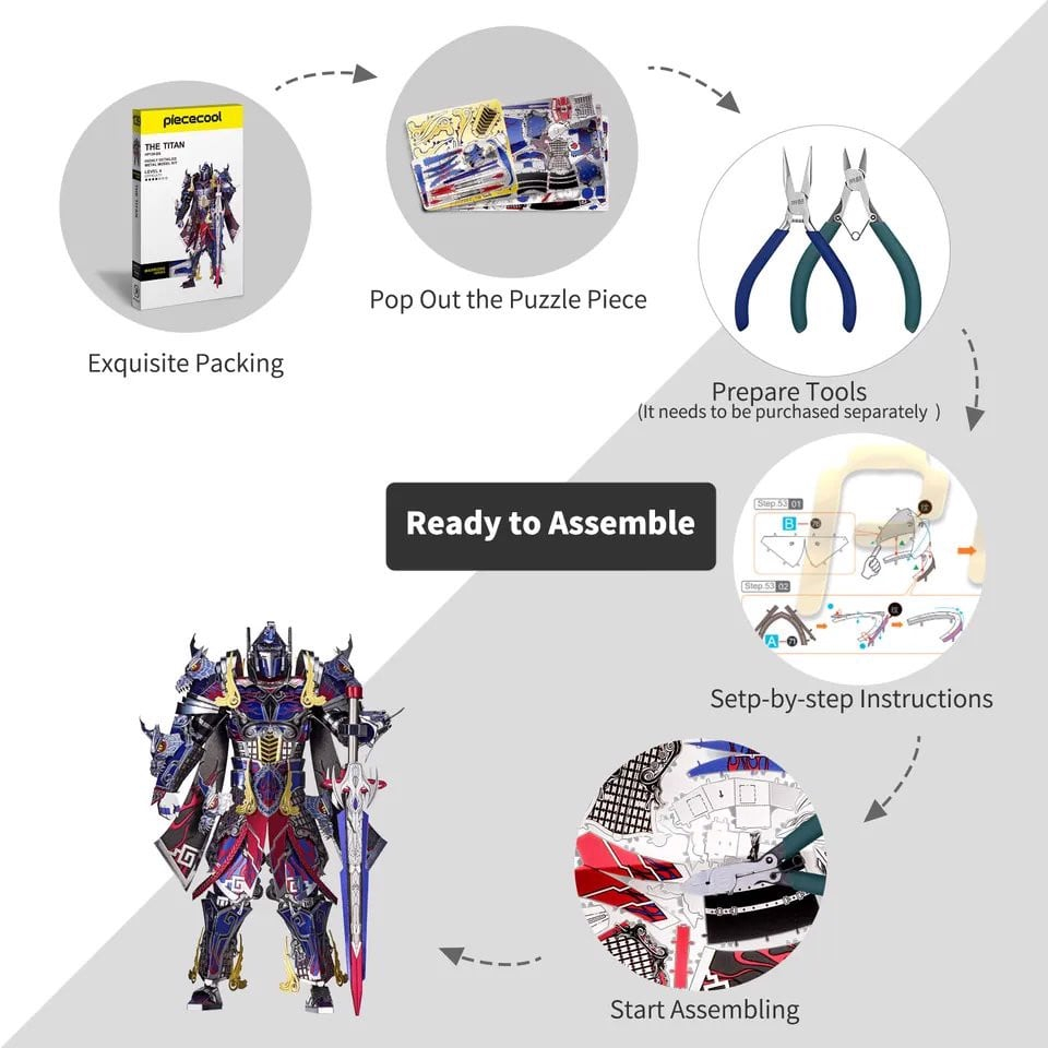 Mô Hình Kim Loại Lắp Ráp 3D Piececool Thần Tướng Kình Thiên Titan HP139-BS