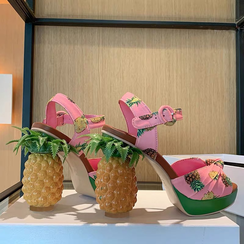 ORDER 🍍Giày quai xoắn gót tròn trái cây hoạ tiết 10cm 34-39