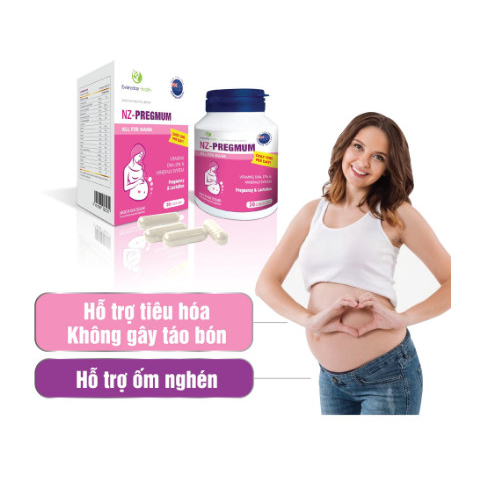 Bổ bầu Everyday health NZ-Pregmum Vitamin tổng hợp cho phụ nữ mang thai và cho con bú nhập khẩu new zealand hộp 30 viên
