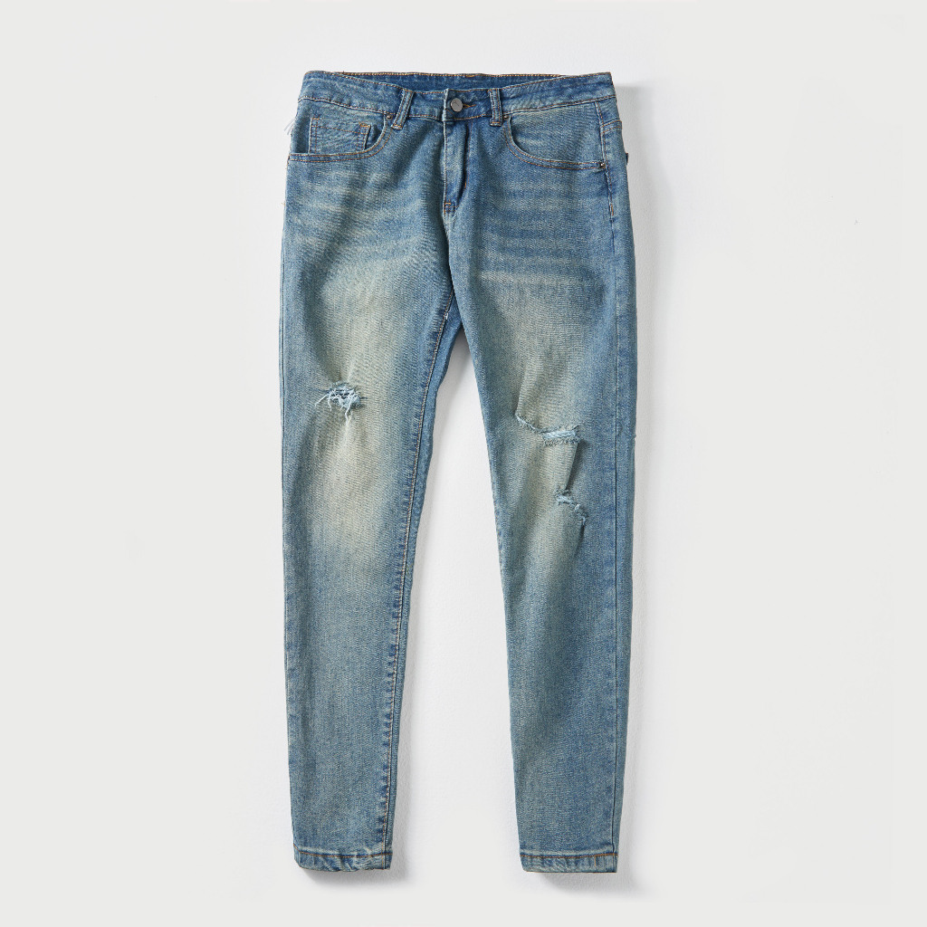 Quần Jean Nam Xanh ATINO Chất Liệu Jean Cotton Form Regular-Fit QJ1.1056