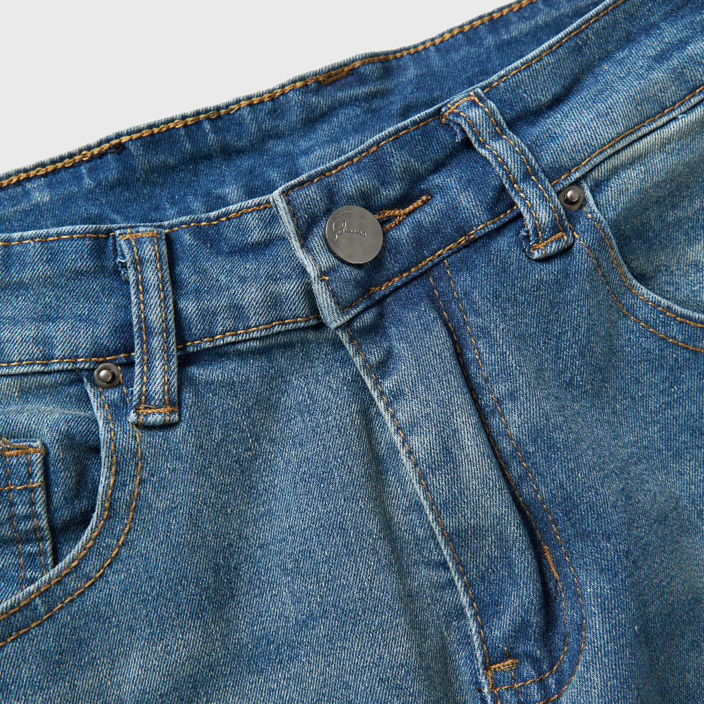 Quần Jean Nam Xanh ATINO Chất Liệu Jean Cotton Form Regular-Fit QJ1.1056