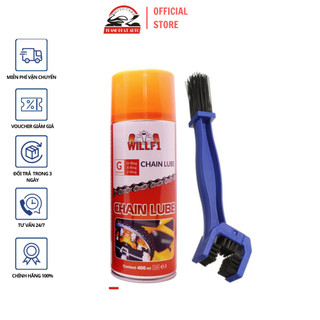 Chai xịt sưỡng sên, bôi trơn sên xe máy/ moto WILLF1 Chain Lube 400ml Tặng kèm bàn chải vệ sinh sên