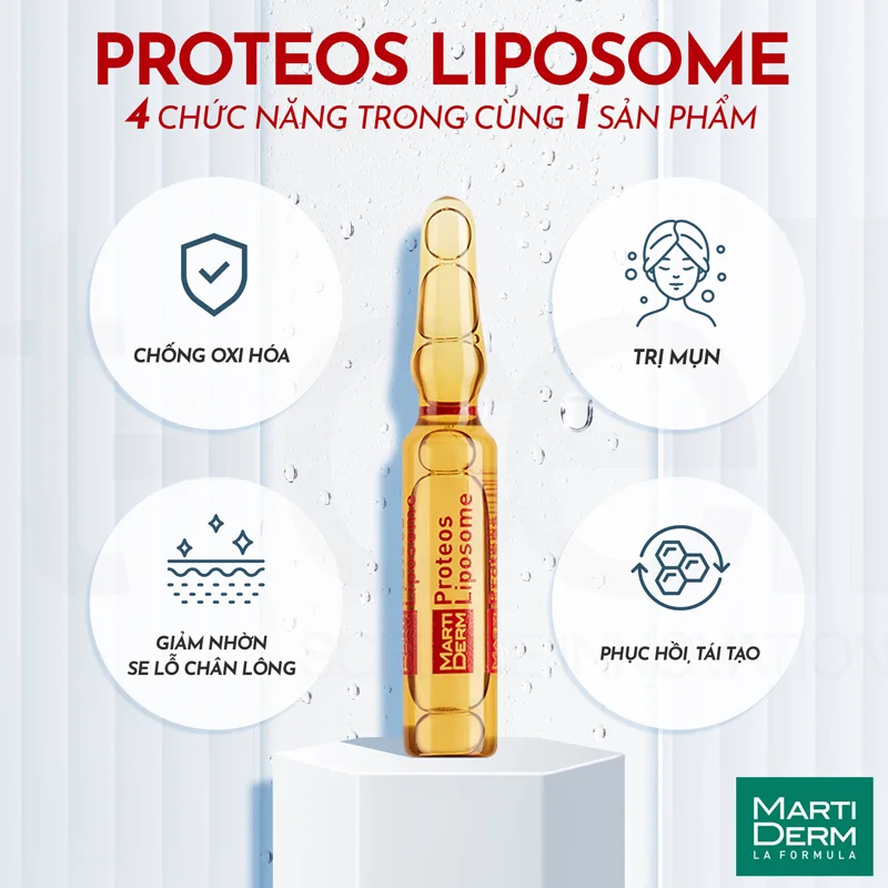 Ampoule Martiderm The Originals Proteos Liposome chống oxy hoá, phục hồi, điều tiết bã nhờn (30 x 2ml) - ajaskinlab