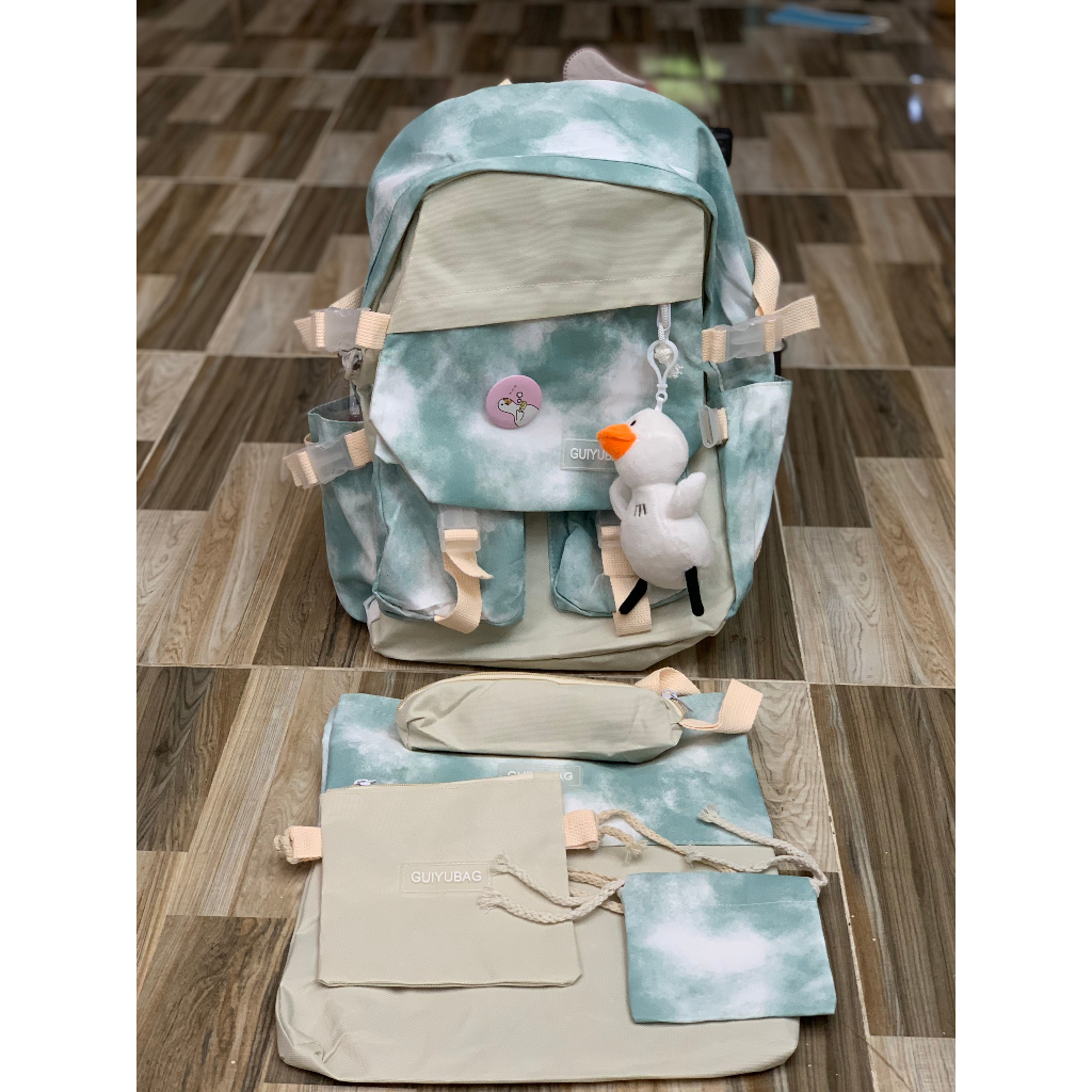 Set 5 Món Balo Unisex Họa Tiết Galaxy Thời Trang