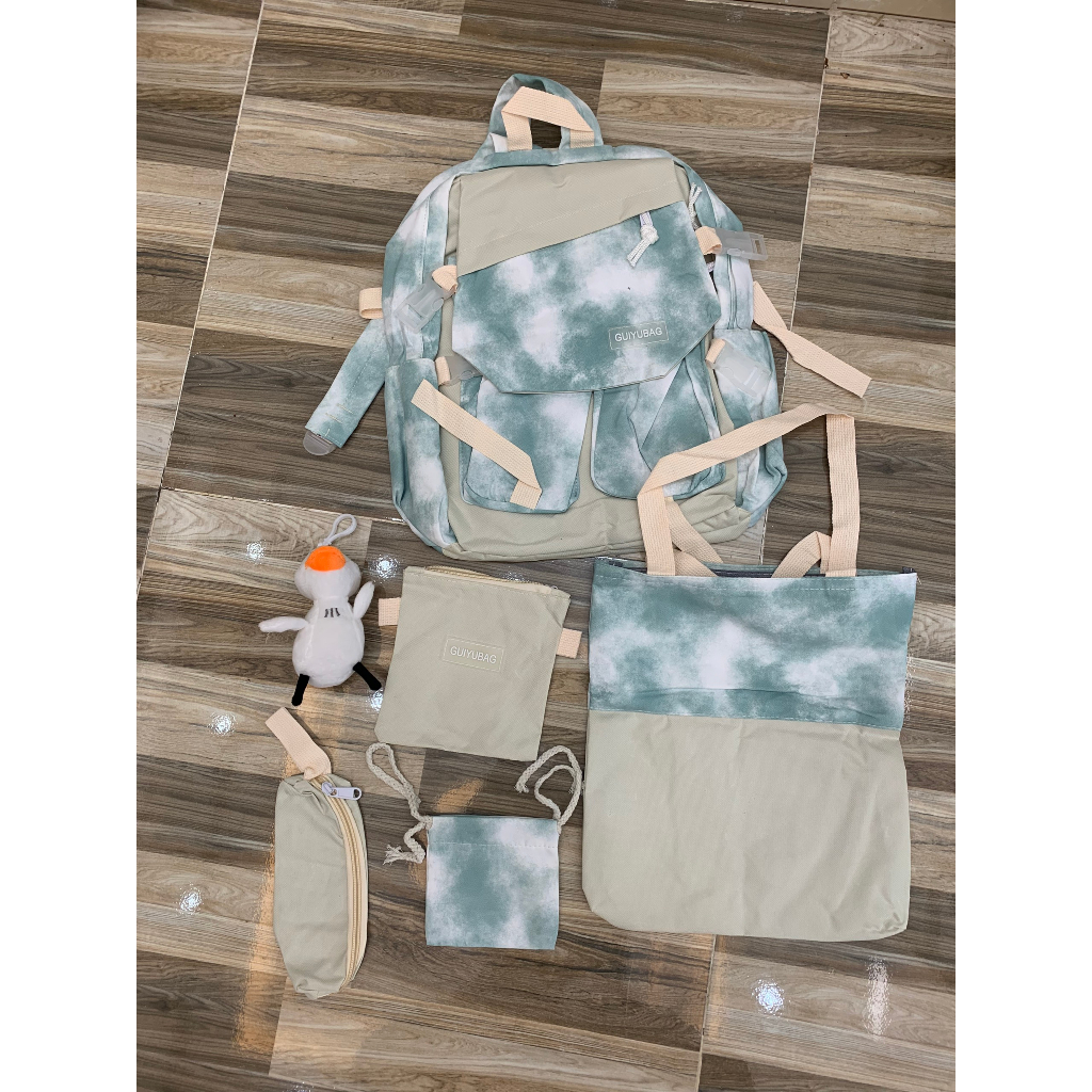 Set 5 Món Balo Unisex Họa Tiết Galaxy Thời Trang