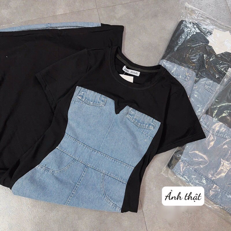 Đầm Suông Thun Cotton Pha Jeans Siêu Hot