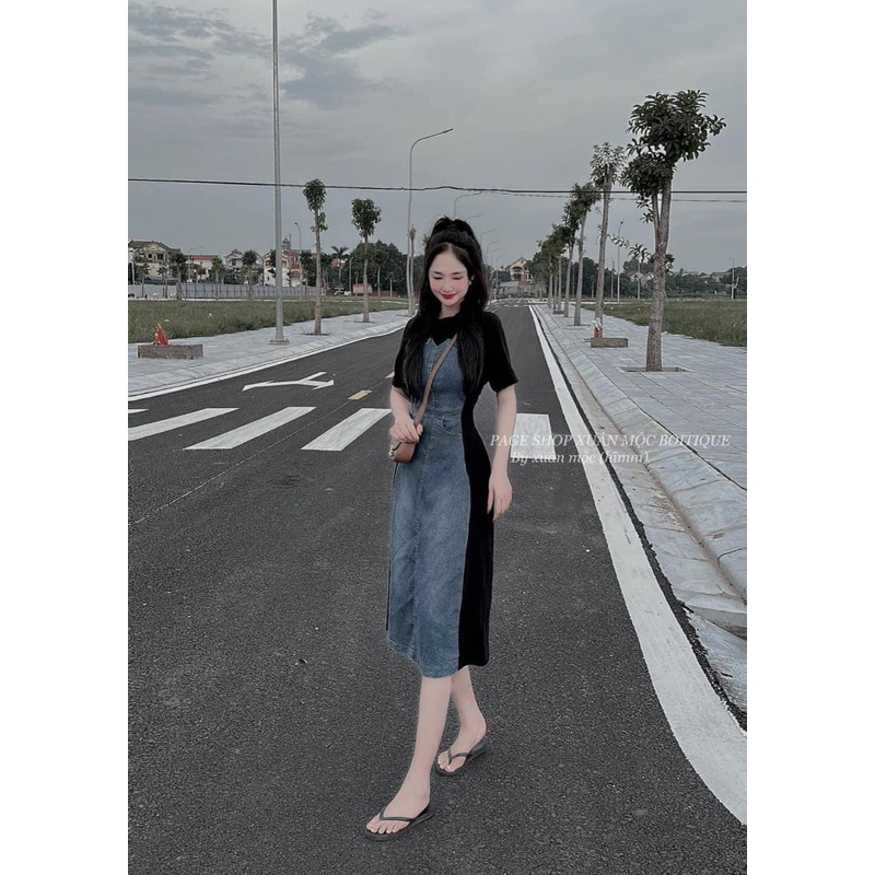 Đầm Suông Thun Cotton Pha Jeans Siêu Hot