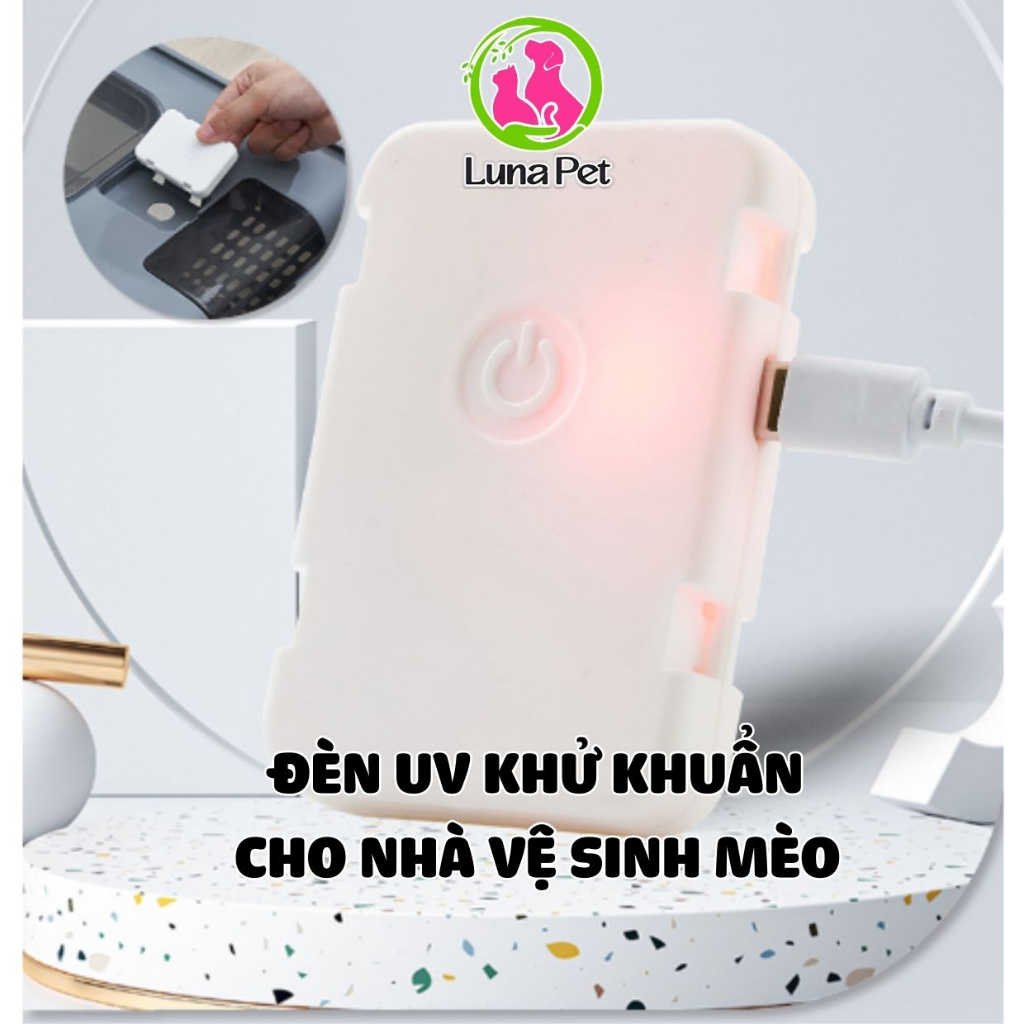 Đèn UV khử khuẩn cho nhà vệ sinh mèo Luna Pet DUV01 _ Nhà vệ sinh mèo có đèn khử khuẩn UV