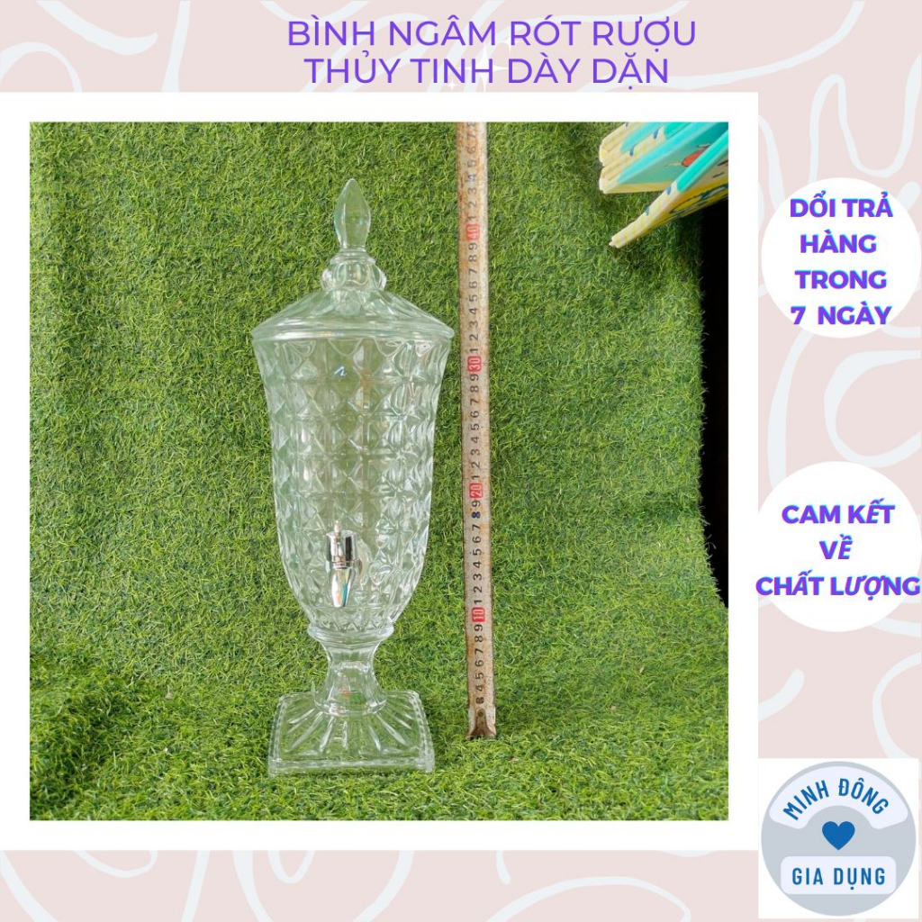 Bình ngâm rót rượu thủy tinh có vòi Dung tích 2Lít. Thuỷ tinh vân nổi sang trọng