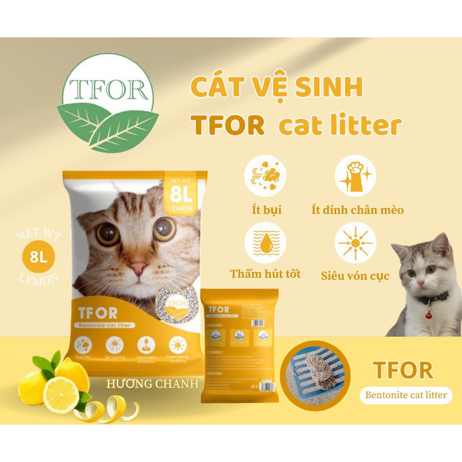 Cát vệ sinh cho mèo Meow Cat hương cà phê | Túi 8L ~ 3.7KG | Cát mèo vón cục thấm hút và khử mùi tốt - Farm Pet