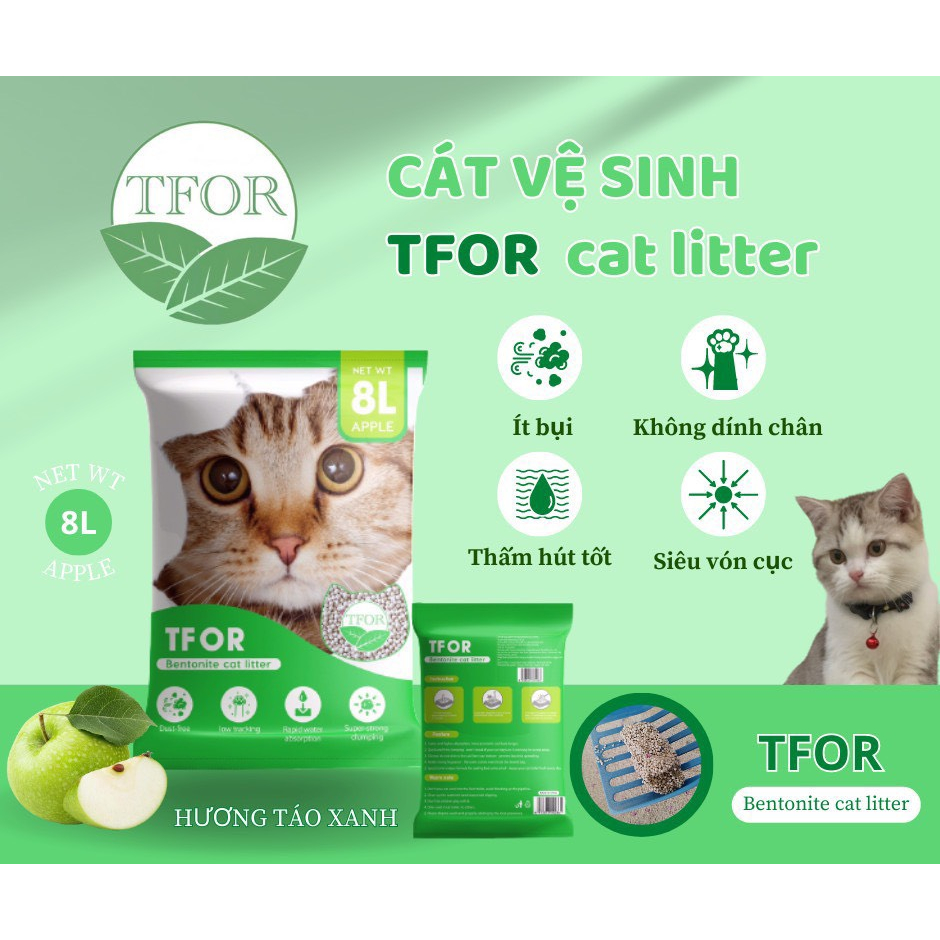 Cát vệ sinh cho mèo Meow Cat hương cà phê | Túi 8L ~ 3.7KG | Cát mèo vón cục thấm hút và khử mùi tốt - Farm Pet