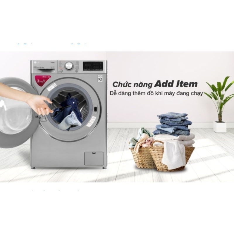 Máy giặt sấy LG FV1409G4V Inverter 9 kg - Bạc, Công nghệ AI Direct Drive và Giặt hơi nước Steam+
