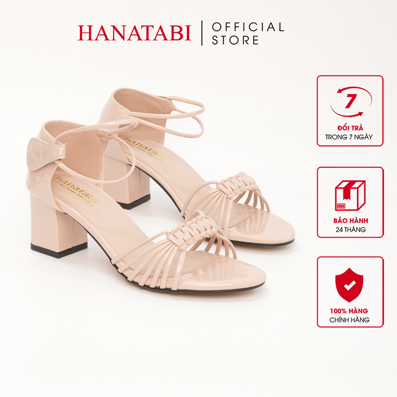 Sandal Nữ Hanatabi Quai Thắt Dây Gót Vuông Cao 5cm Hậu Xé Mã HNSDX5F868