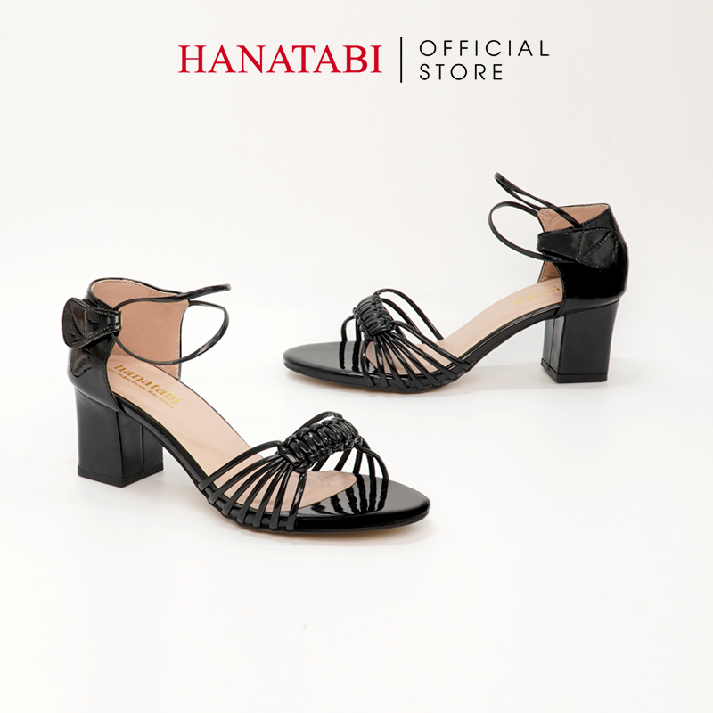 Sandal Nữ Hanatabi Quai Thắt Dây Gót Vuông Cao 5cm Hậu Xé Mã HNSDX5F868