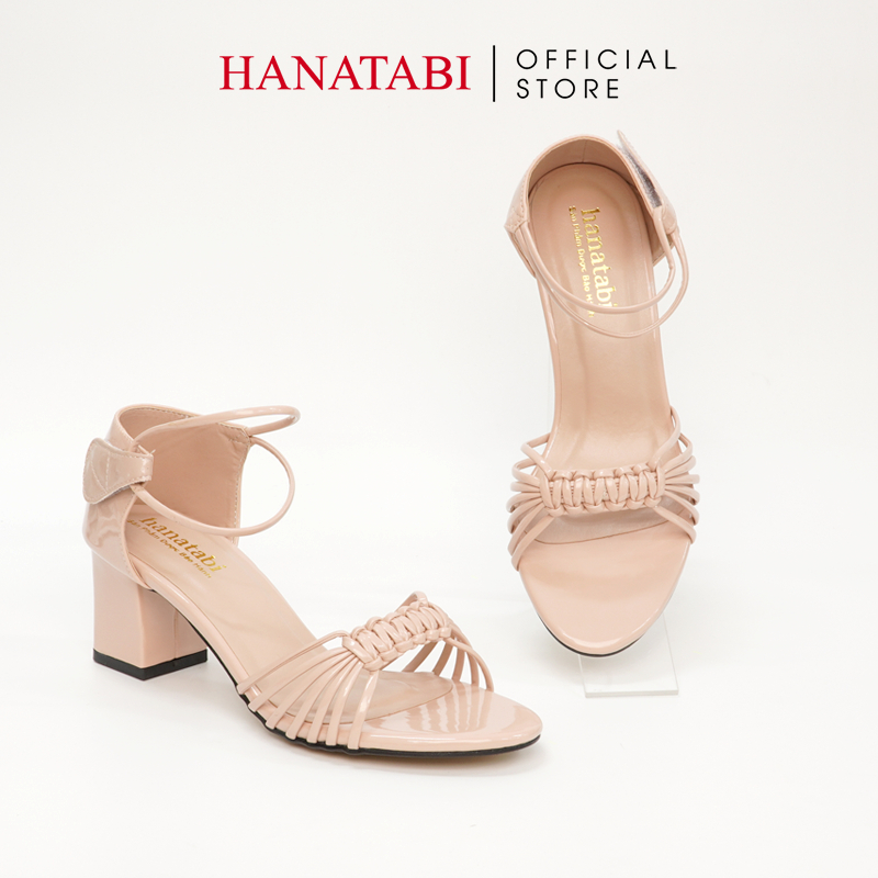 Sandal Nữ Hanatabi Quai Thắt Dây Gót Vuông Cao 5cm Hậu Xé Mã HNSDX5F868