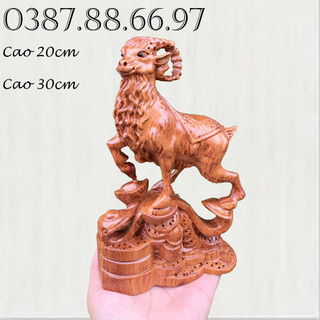Tượng con dê nhất dương tượng 12 con giáp cao 20cm và 30cm chất liệu gỗ hương