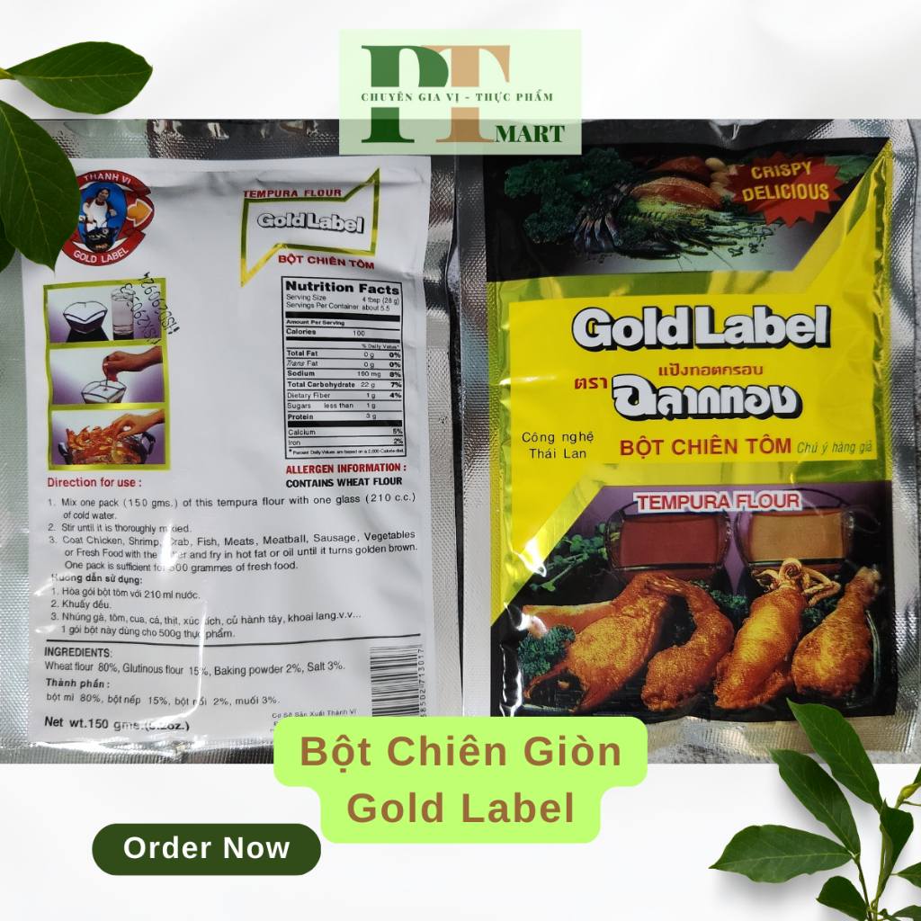 Bột chiên giòn Gold Label gói 150g/ Bột chiên tôm, cá, gà, mực,... 💯SX theo công nghệ Thái Lan