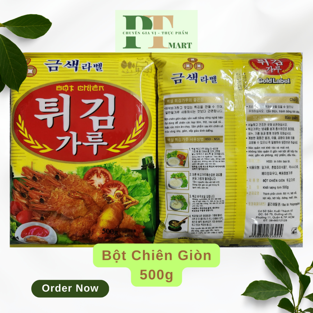 Bột chiên giòn Gold Label gói 500g. Bột chiên thơm giòn xốp, màu đẹp. Chiên tôm, chiên cá, chiên gà, chiên thịt, đồ chay
