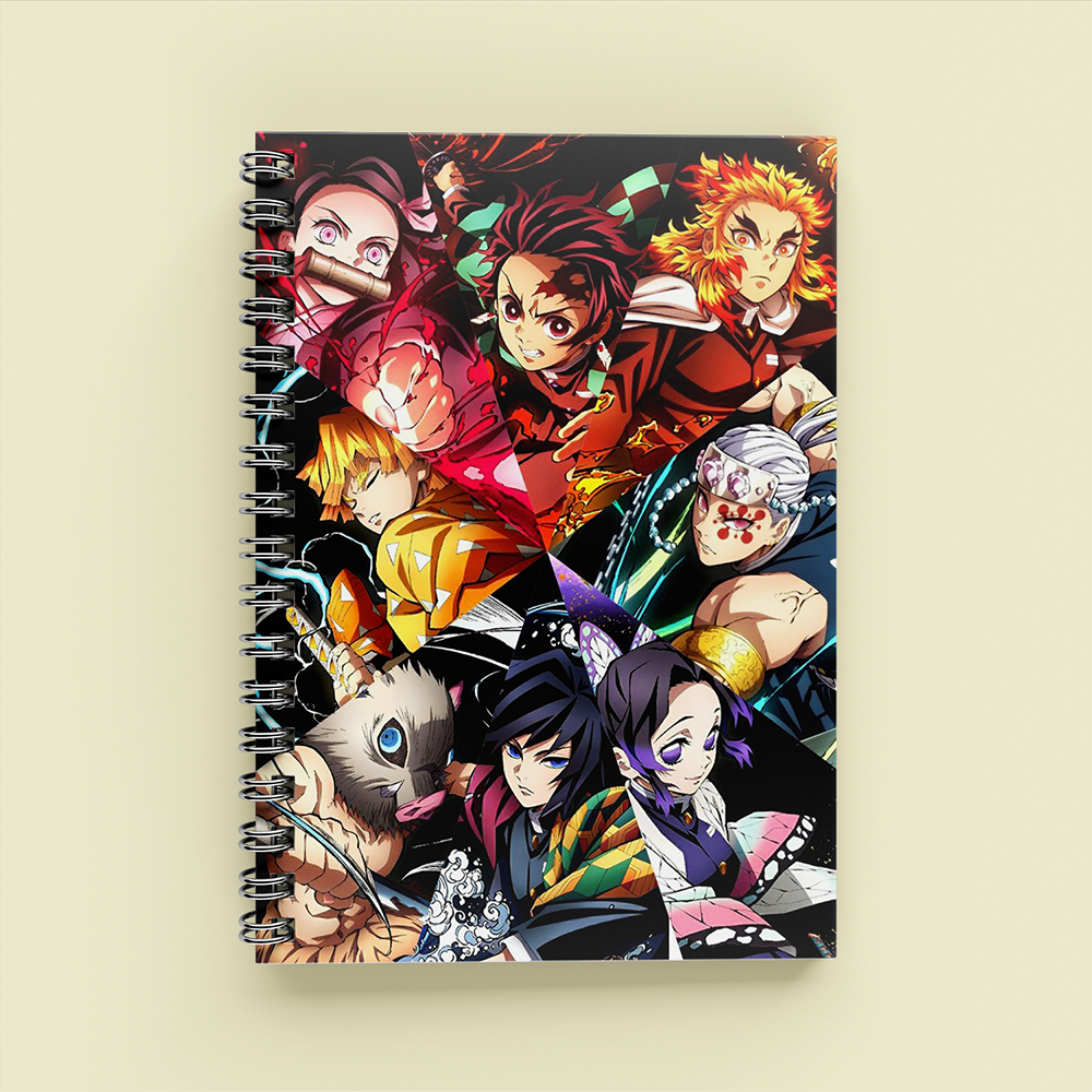 Sổ Tay Anime Kimetsu no Yaiba Tanjiro Zenitsu Inosuke Rengoku A5 Lò Xo 120 Trang Kẻ Ngang Ngầu Aisobook - KIMETSU2