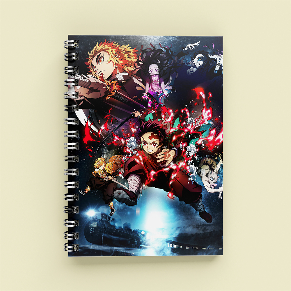 Sổ Tay Anime Kimetsu no Yaiba Tanjiro Zenitsu Inosuke Rengoku A5 Lò Xo 120 Trang Kẻ Ngang Ngầu Aisobook - KIMETSU2