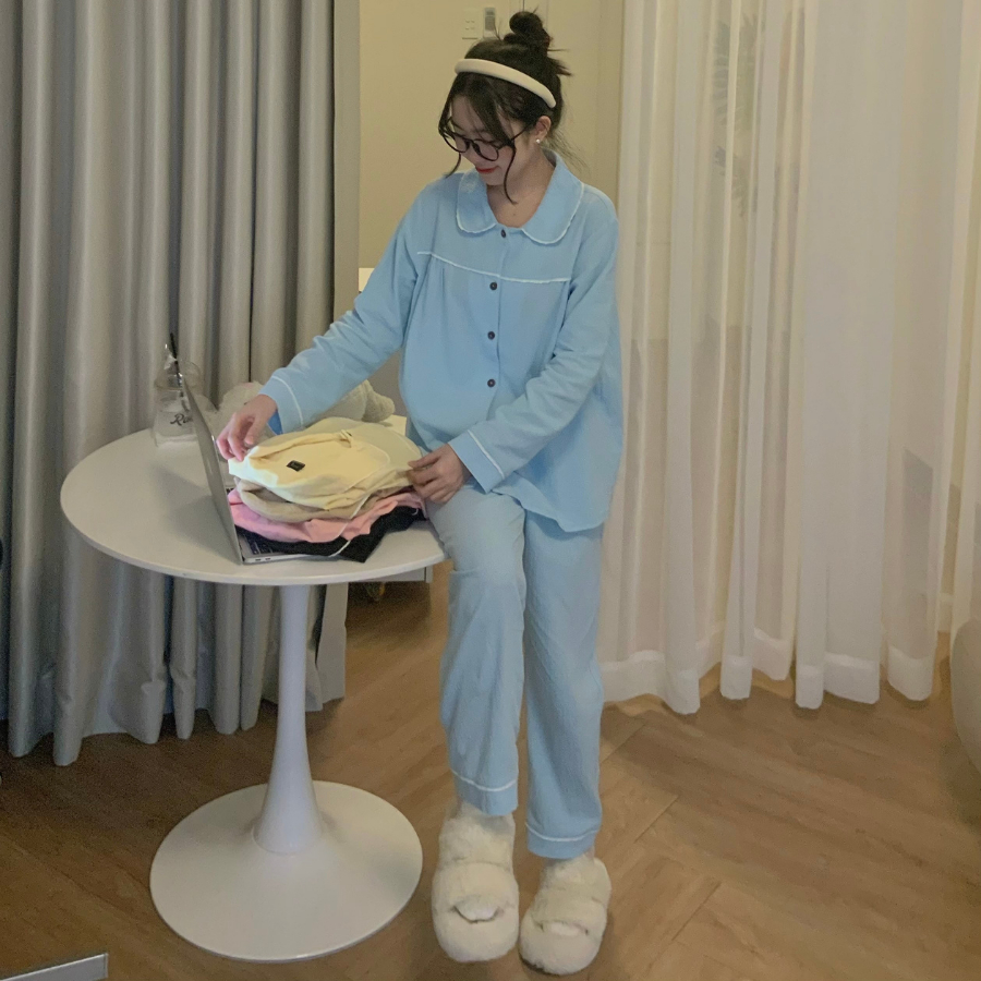 Bộ ngủ dài nữ JEMCLOSET bộ Pijama dài tay màu siêu xinh KONOMO 8148