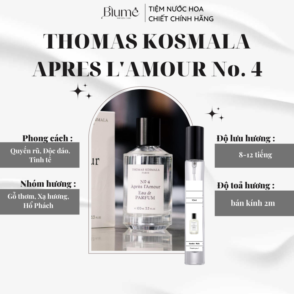 Nước Hoa UNISEX Thomas Kosmala Apres L'Amour No. 4 mùi cuốn hút - Blume Tiệm Nước Hoa