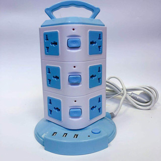 Ổ cắm điện đa năng 3 tầng hình trụ 12 ổ cắm tiêu chuẩn kèm 3 cổng usb