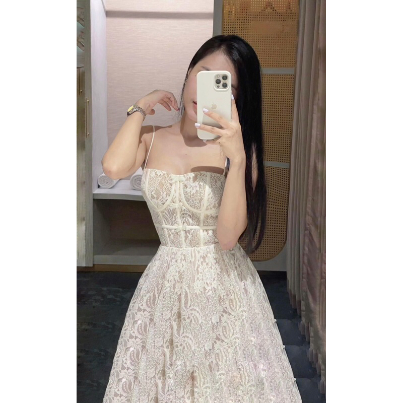 Đầm ren xoè 2 dây cao cấp