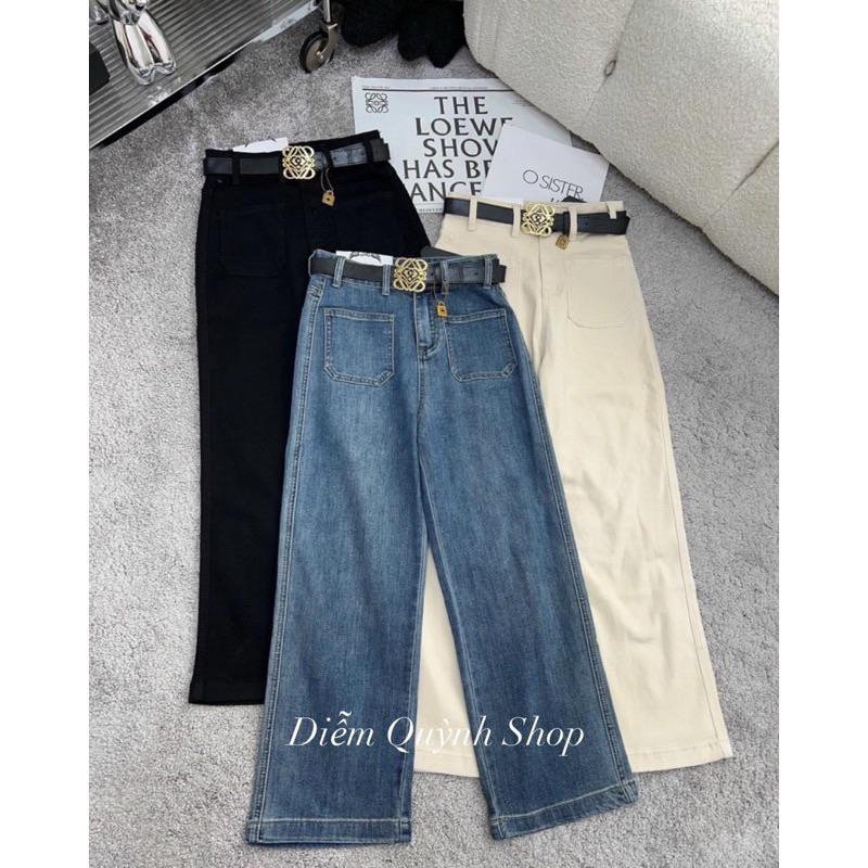 Quần Jean suông kiểu 2 túi trước nấm lùn