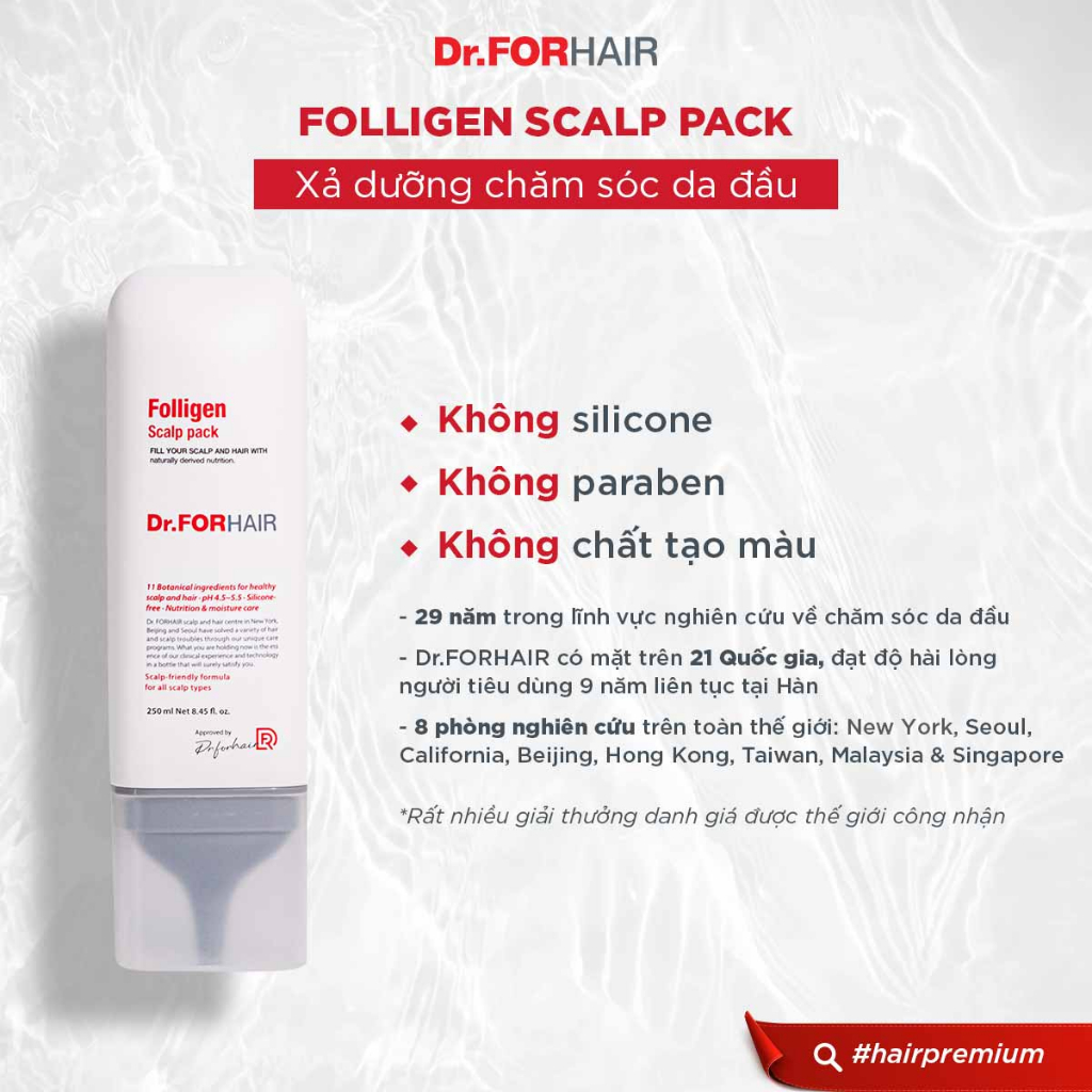 Combo gội xả dưỡng hỗ trợ mọc tóc và ngăn ngừa rụng tóc Dr.FORHAIR Original Shampoo 300ml x Scalp Pack 250ml