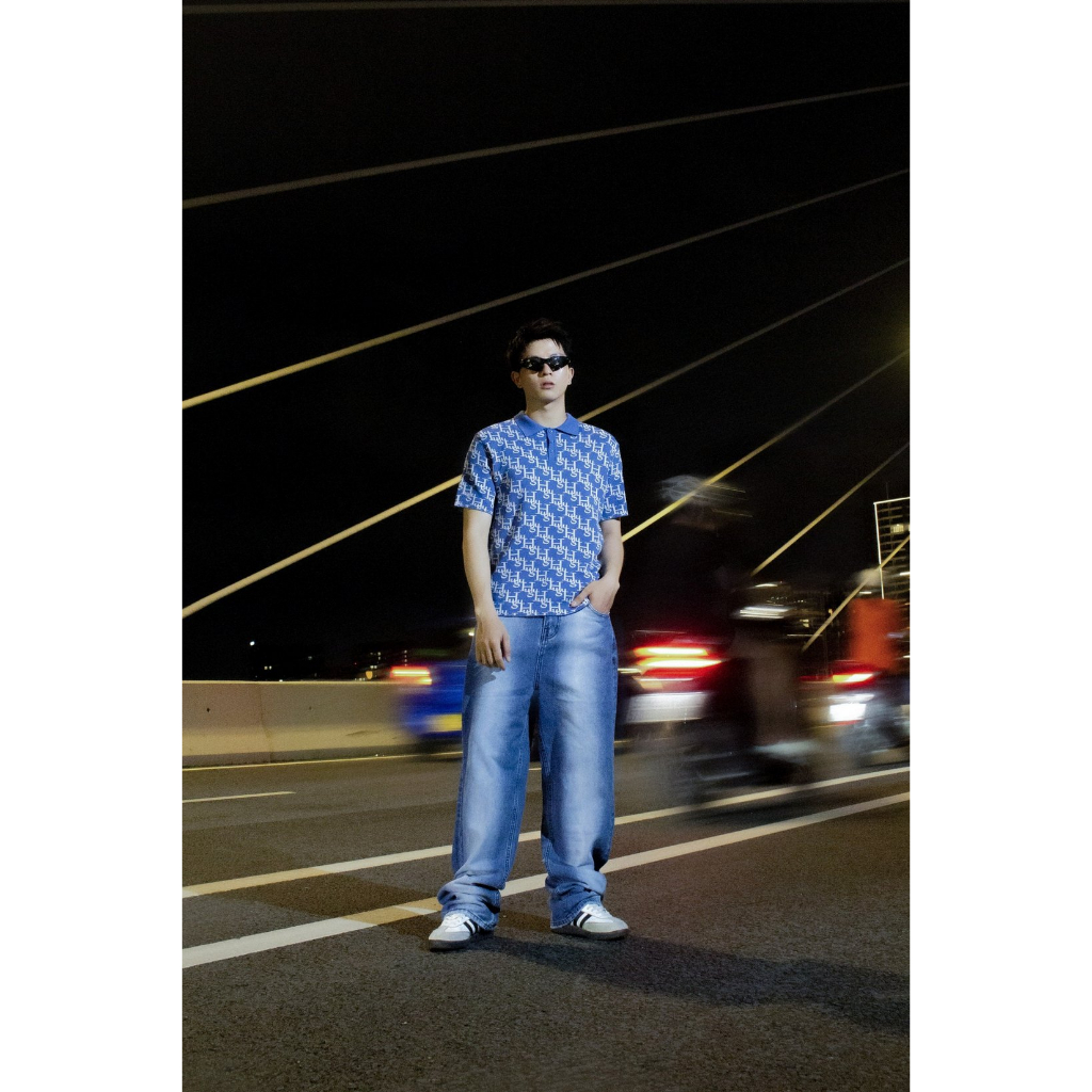 Áo thun polo unisex họa tiết local brand HUGU - MONOGRAM POLO SS2 - form boxy, dệt kim, họa tiết monogram, nhiều màu