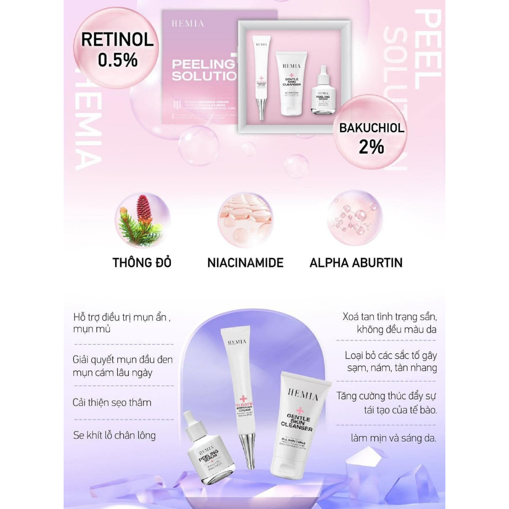 Bộ 3 sản phẩm Peel Da HEMIA
