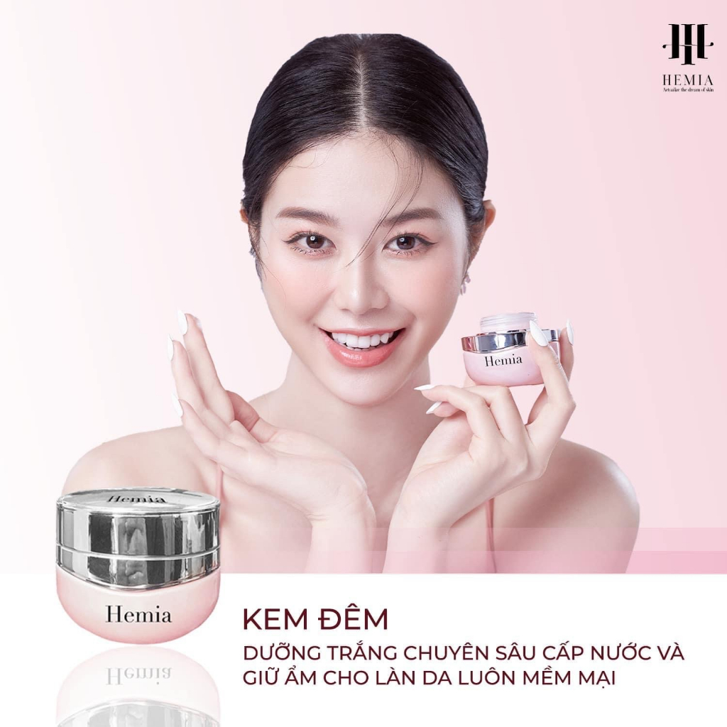 Kem face Hemia dưỡng ẩm dưỡng trắng phục hồi da mặt ban đêm nhập khẩu chính hãng Hàn Quốc hũ 35g